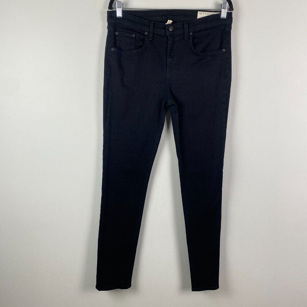 Rag & Bone High Rise Skinny Jeans in Black Coal Size 31